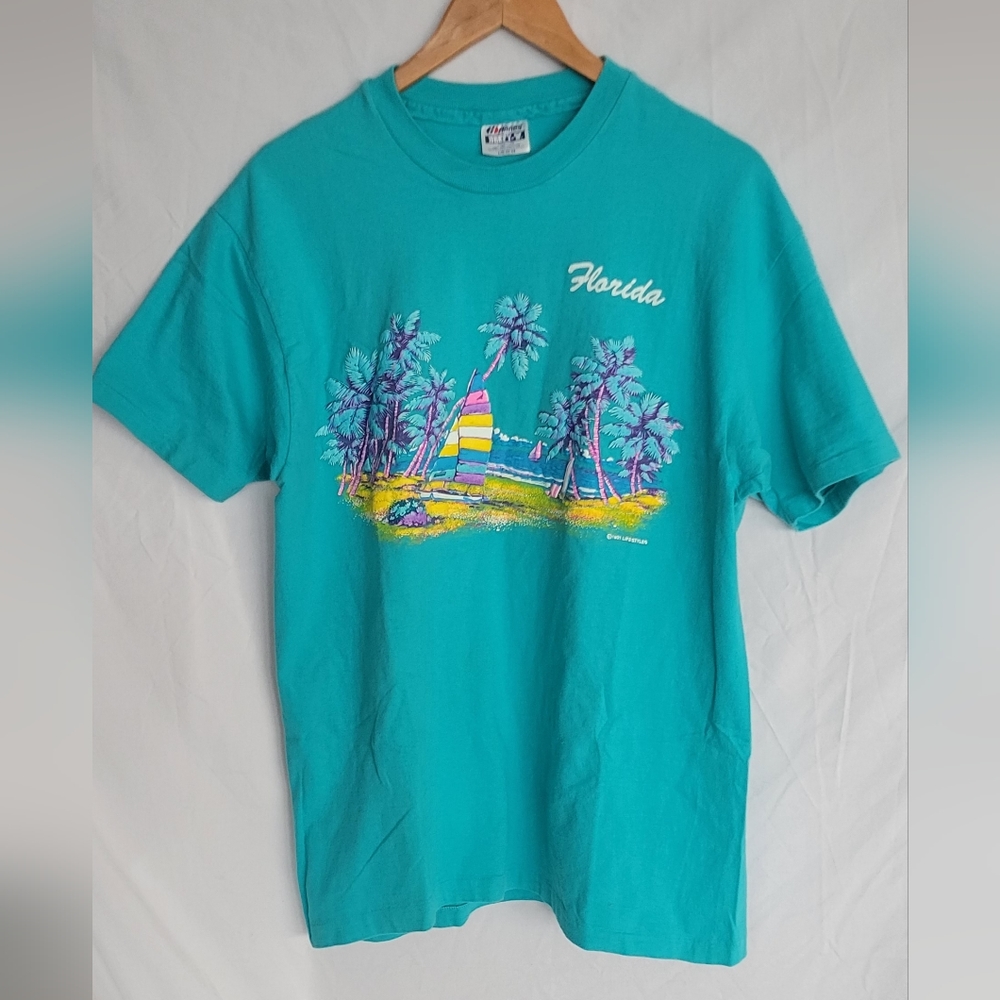 Vintage 1991 Florida T-Shirt Lifestyles Graphic Hanes Beefy-T USA L 42-44